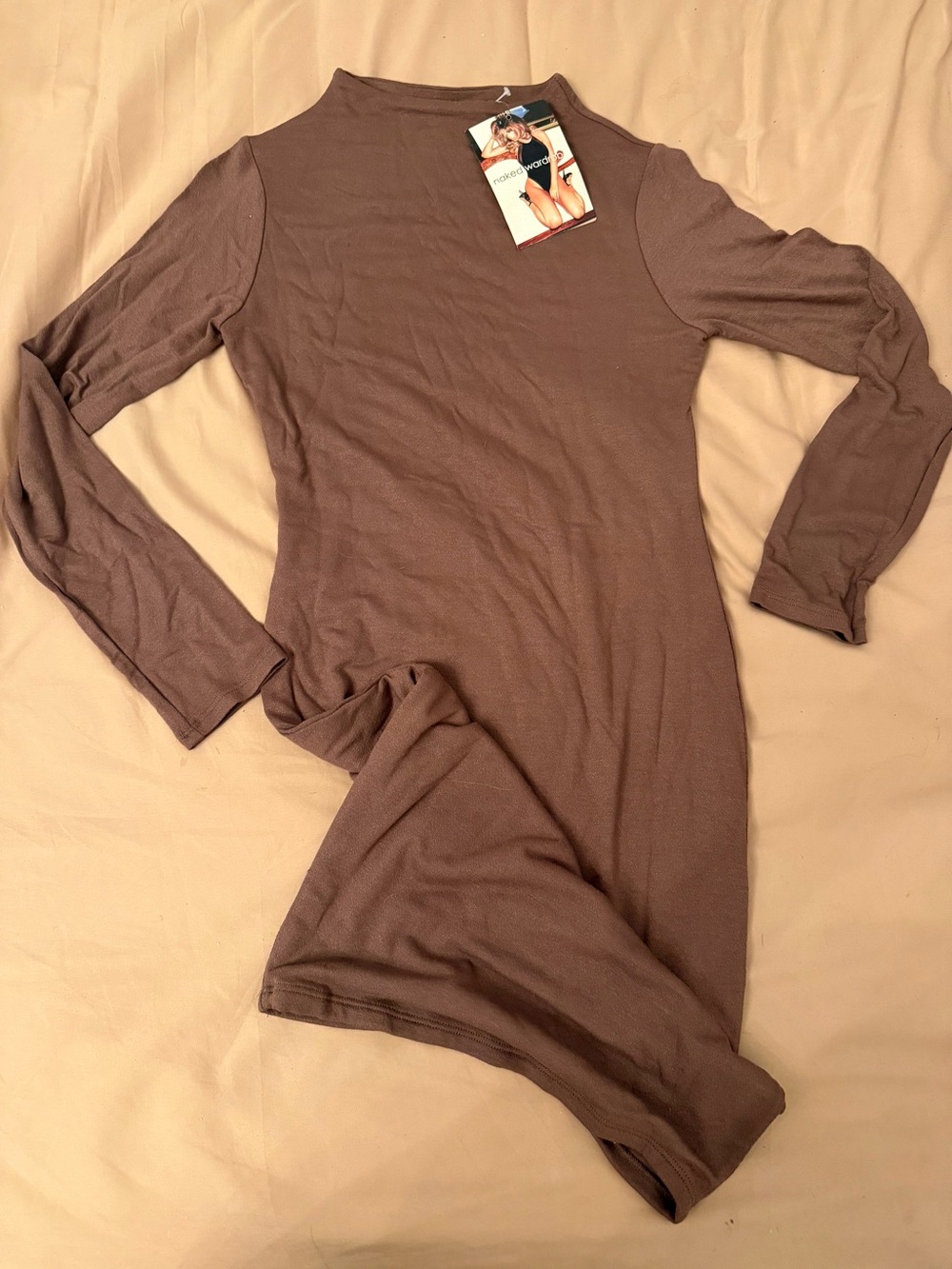 Long Sleeve Bodycon Dress in Brown